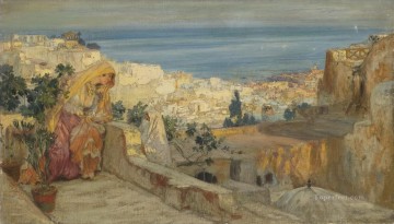 ARAB WOMEN ON A ROOFTOP ALGIERS BEYOND Frederick Arthur Bridgman Arab Oil Paintings